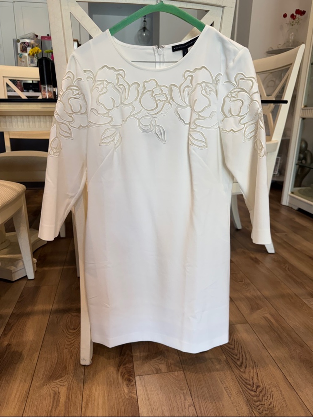 White House Black Market White Floral Appliqué Shift Dress